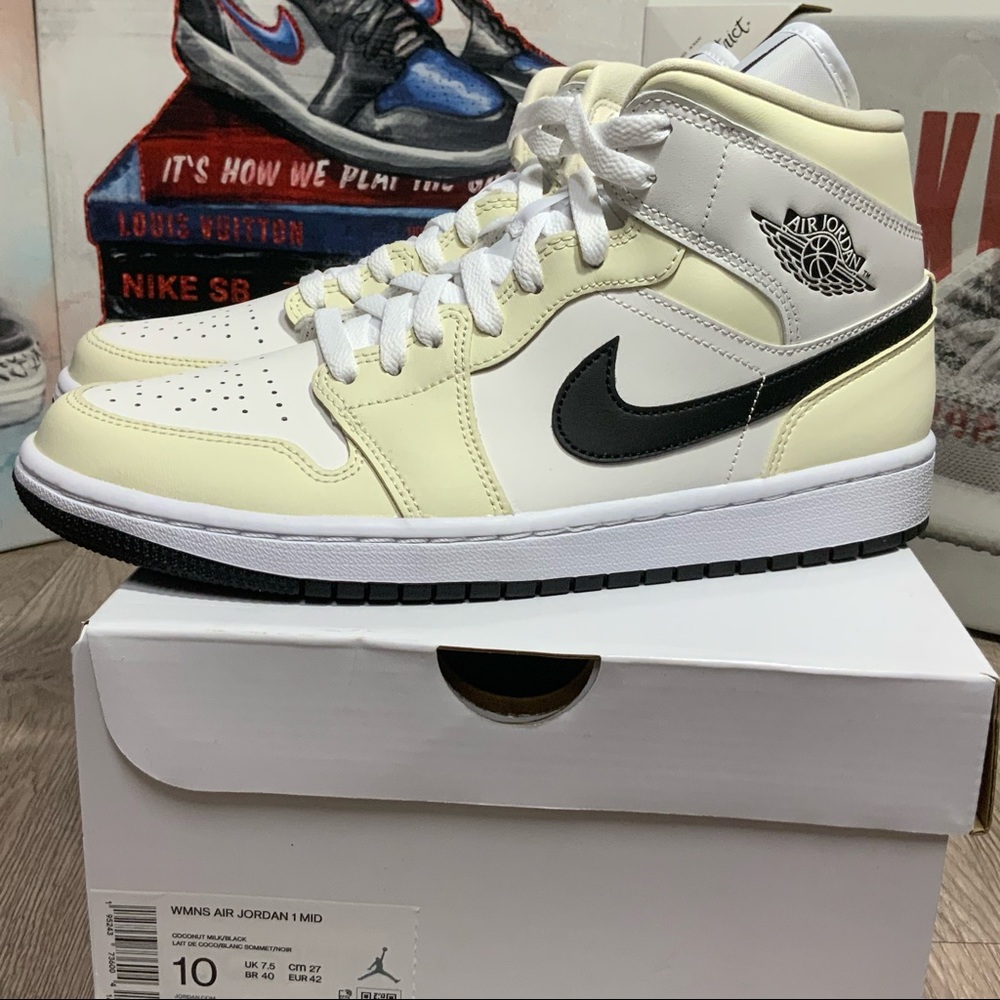 Nike Air Jordan 1 Mid Coconut Milk Women’s Size 10 Available  - BQ6472-121 - Picture 2 of 11